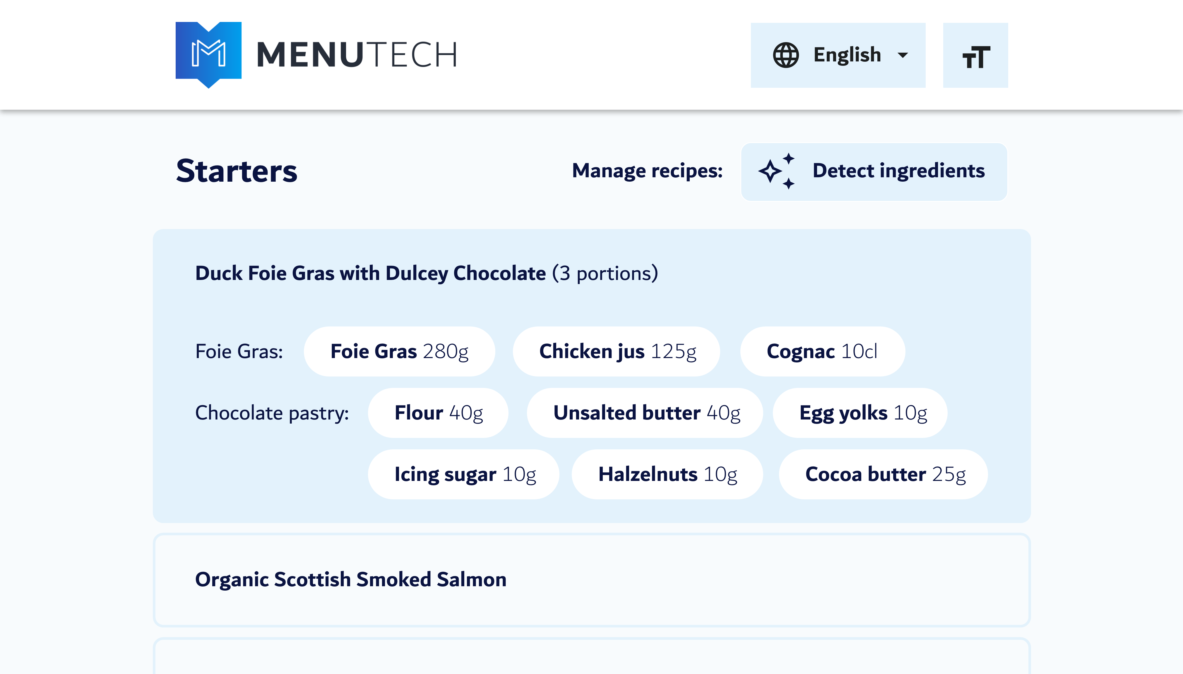 Generate Ingredient List
