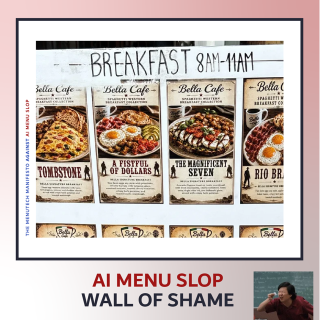 Say no to Menu AI Slop such as way too much text on photos