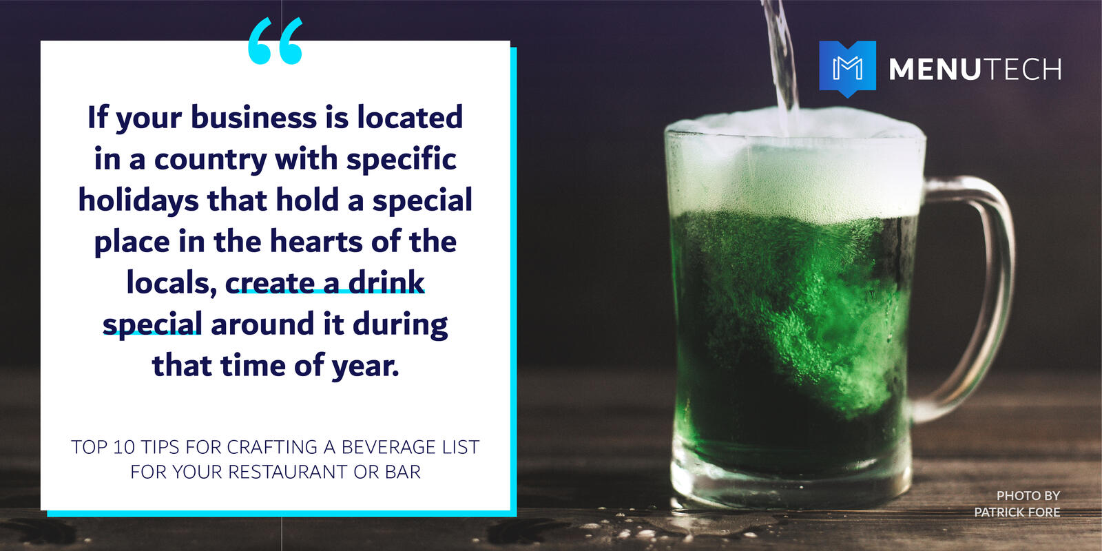 Support local events Beverage list Menutech