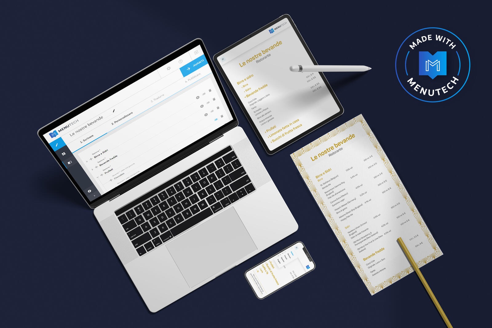 Beverage menu made on Menutech
