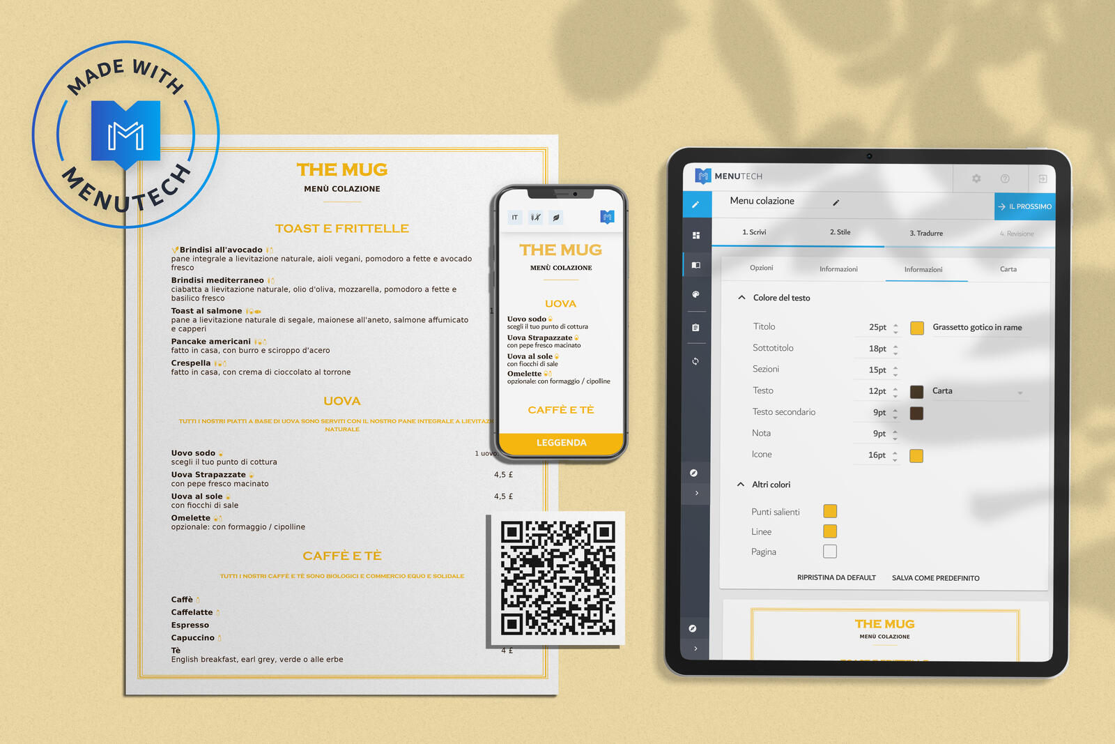 Breakfast menu made on Menutech