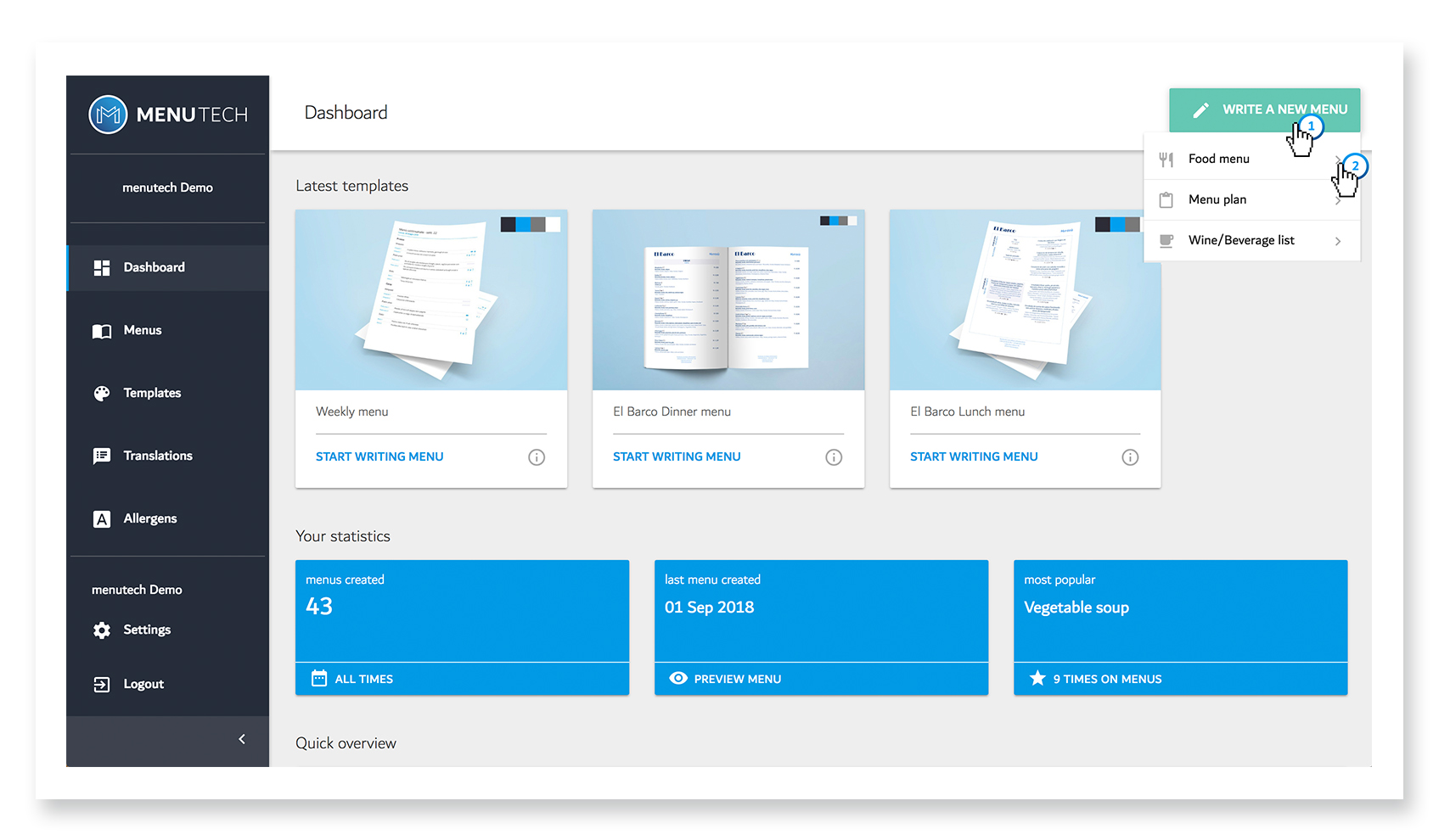 Step 1: Start writing your menu