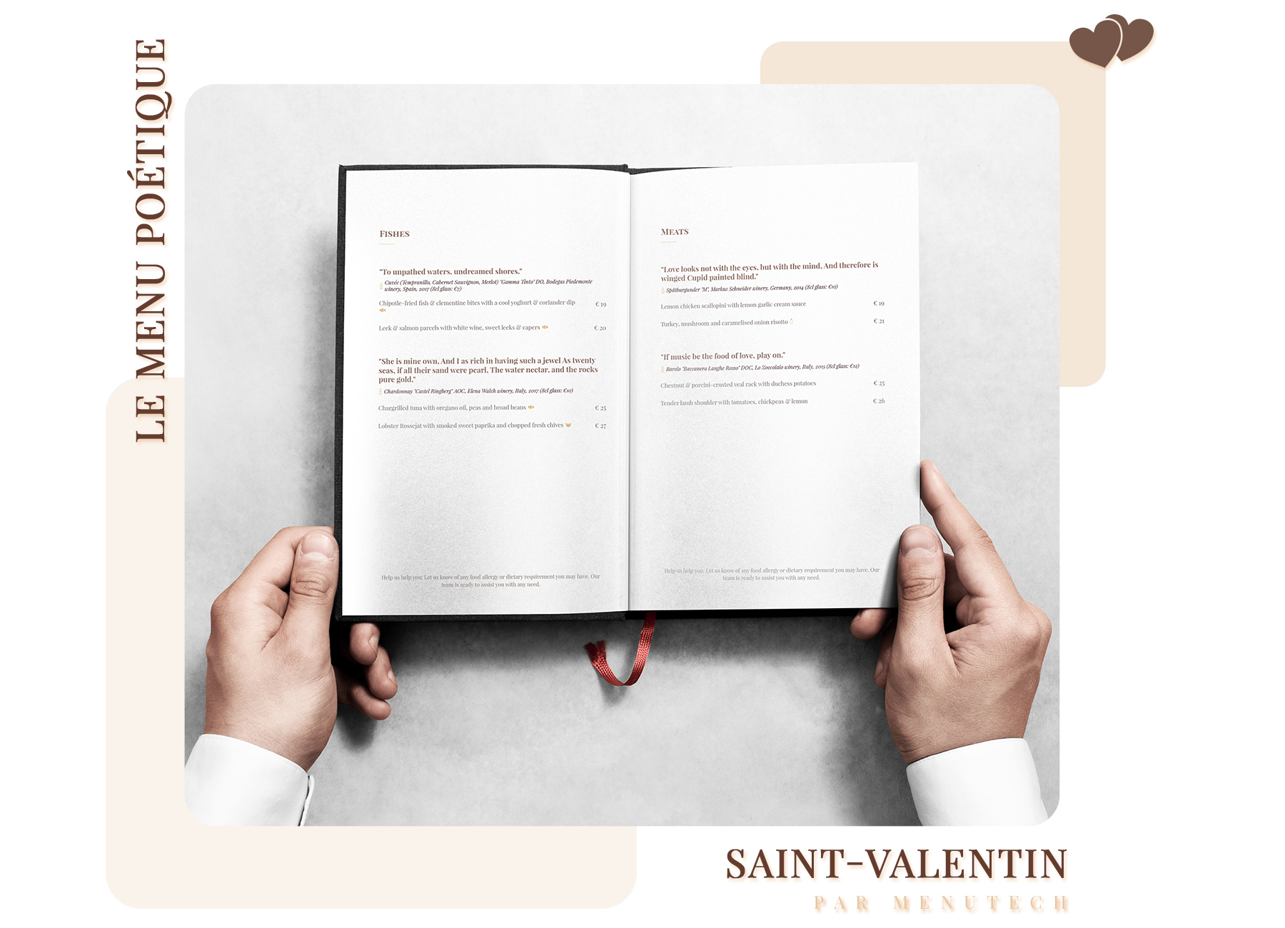 Le menu poétique pour la Saint-Valentin
