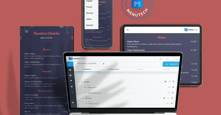 Cocktail menu made on Menutech