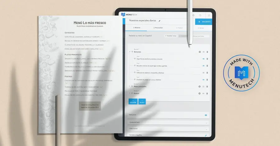 Daily Specials menu made on Menutech