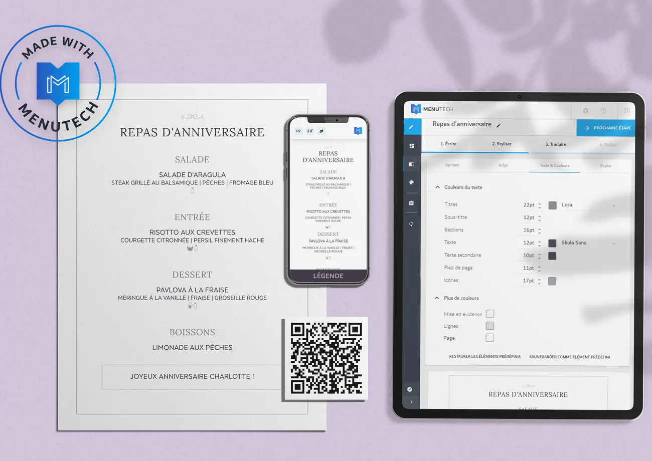 Menus de fête Menutech