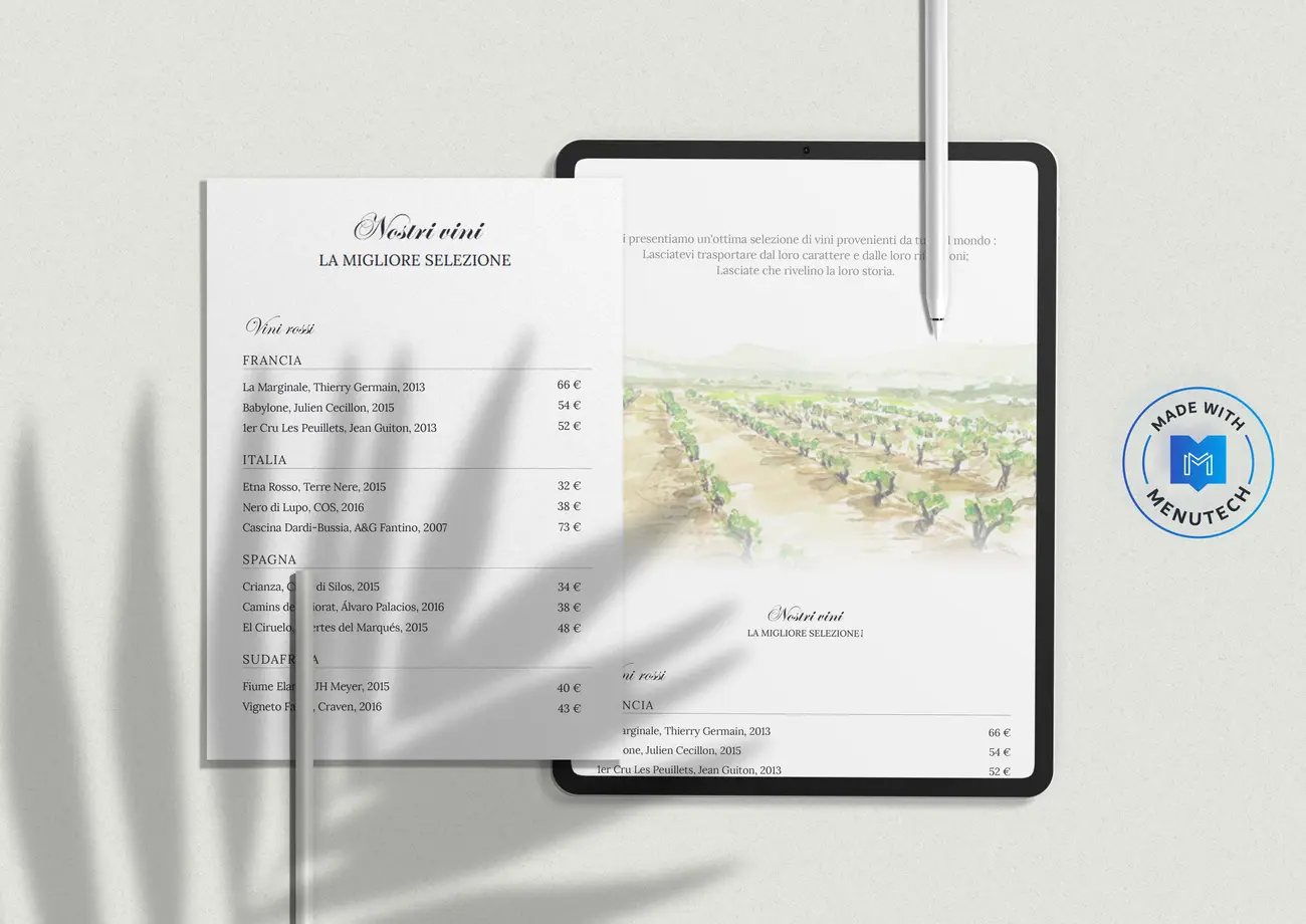 Carta vino Menutech