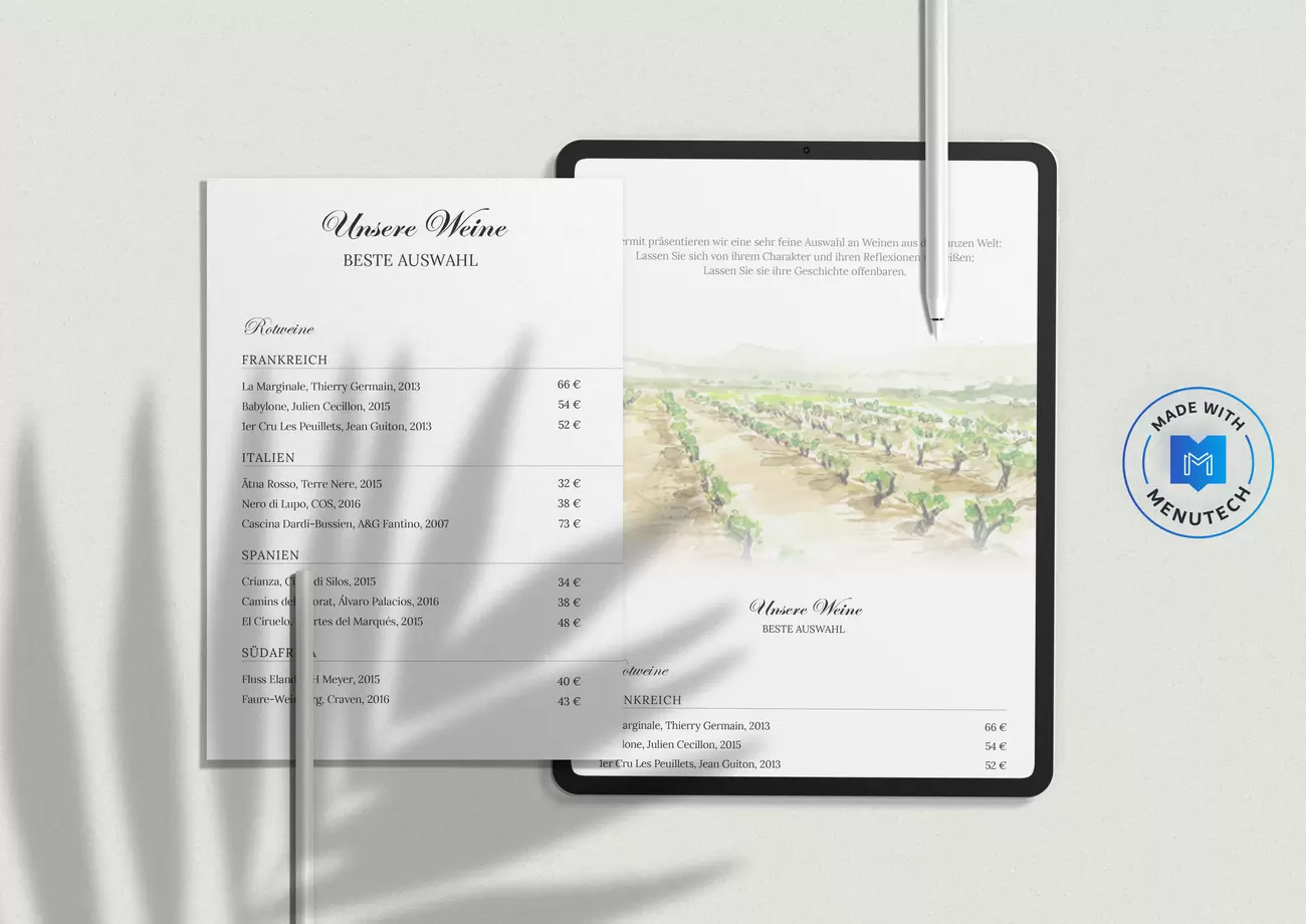 Weinkarten Menutech