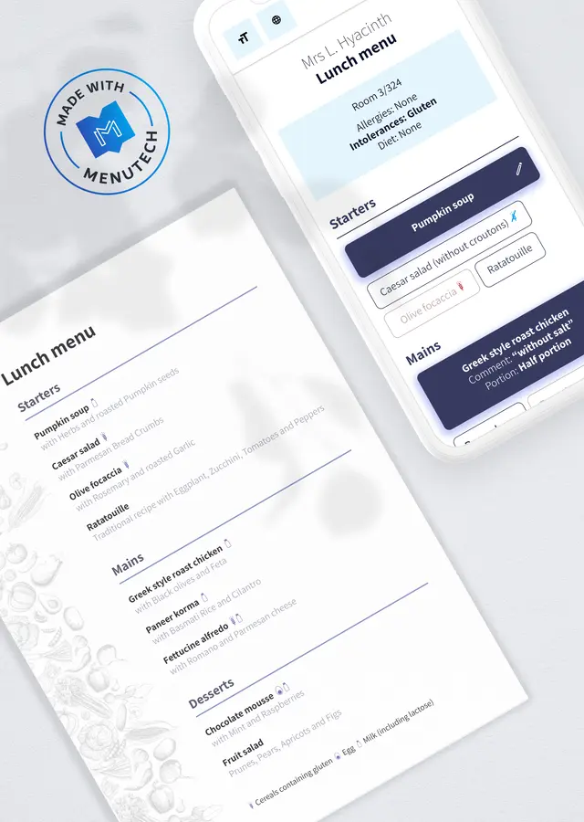 Meal ordering on Menutech