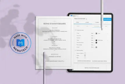 Menu d'anniversaire sur Menutech