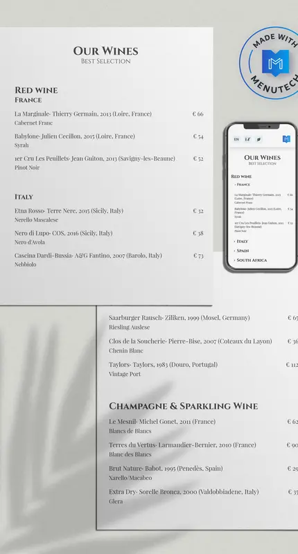 Menutech Wine List Maker