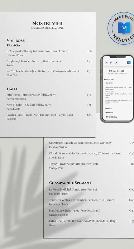  Menutech Genetatore di carte dei vini