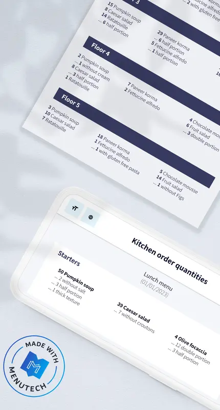 Meal ordering on Menutech