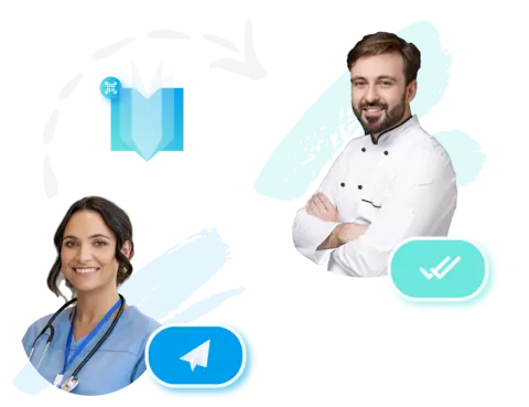 Enfermera sirviendo menú de hospital a una paciente